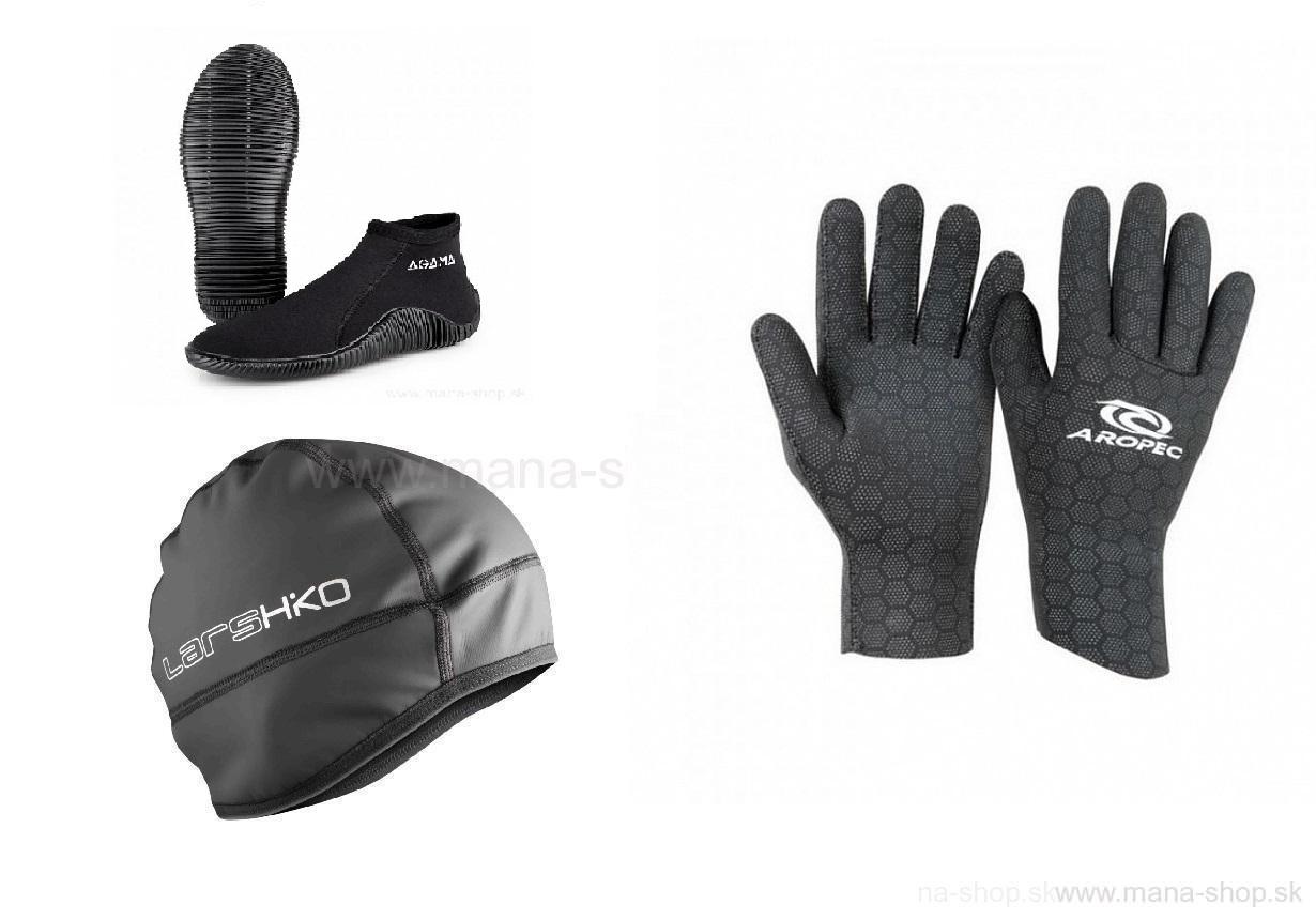 Topánky AGAMA ROCK + rukavice AROPEC ULTRASTRETCH 2 mm + čiapka LARS HIKO