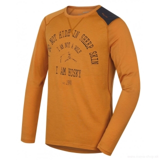 Pánske termo tričko WOLF Merino dlhý rukáv NEW HUSKY hnedo-oranžová