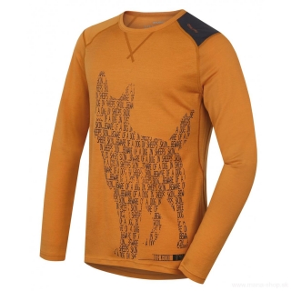 Pánske termo tričko DOG Merino dlhý rukáv NEW HUSKY hnedo-oranžová