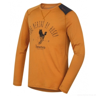 Pánske termo tričko SHEEP Merino dlhý rukáv NEW HUSKY hnedo-oranžové
